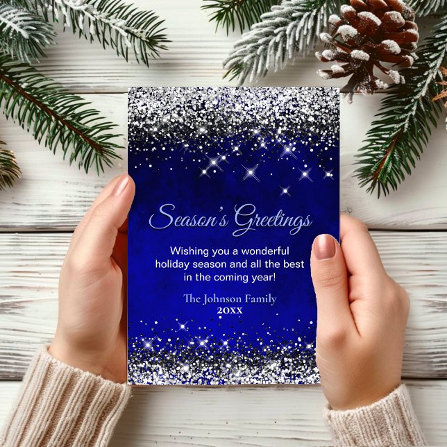 Chic royal blue silver glitter Christmas New Year (Creator Uploaded)