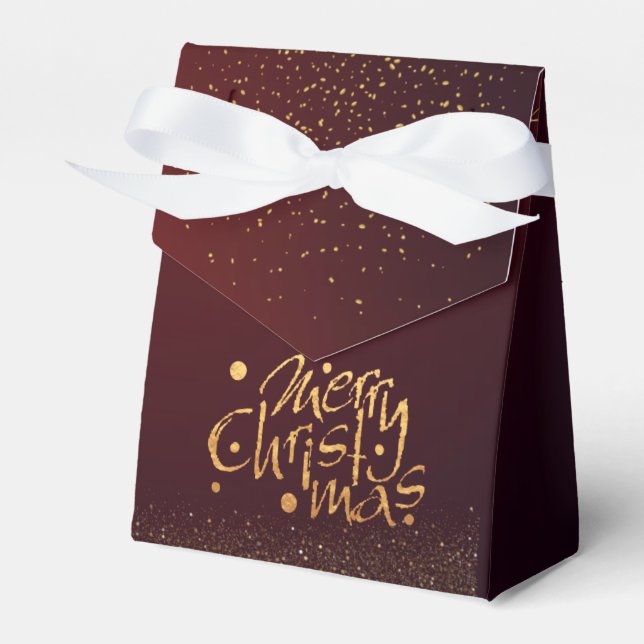 chic royal red with gold for christmas favour box (Front Side)