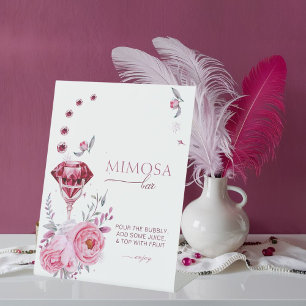 Chic Rubies and Rose Mimosa Bar Bridal Shower Pedestal Sign
