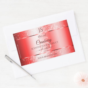 Chic Ruby Red Soft Glitter Product Labels Monogram