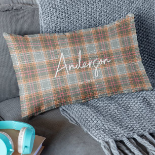 Chic Rust Color Influenced Plaid Shoulder Lumbar Cushion
