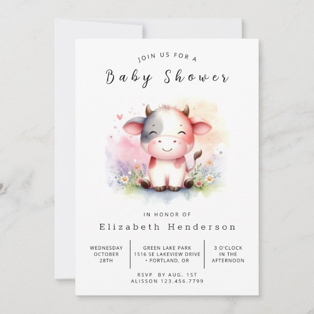  Chic Rustic Barn Cow Baby Shower  Invitation (Front)