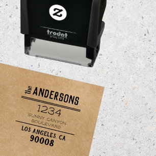 Chic Rustic Big Family Name Personalised Address Self-inking Stamp