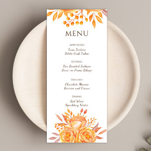 Chic Rustic Burnt Orange Floral Terracotta Wedding Menu