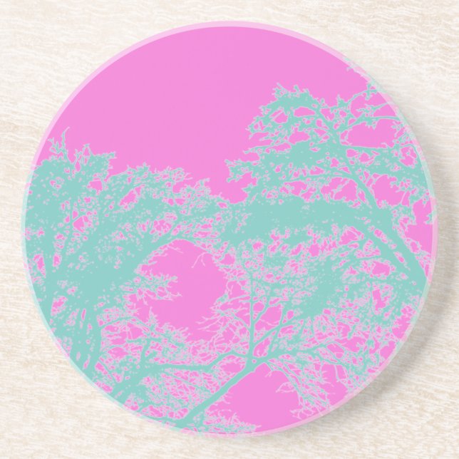 Chic Rustic Colourful Trees Coaster (Front)