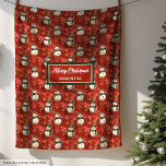 Chic Rustic Deep Red Green Snowman Christmas  Fleece Blanket<br><div class="desc">Introducing the meticulously crafted Chic Watercolor Red and Green Festive Holiday Fleece Blanket Collection, where style meets comfort seamlessly. This collection is a true testament to elegance and sophistication, featuring rich hues of red and green in a captivating watercolor design that invokes the spirit of the holiday season. Each blanket...</div>