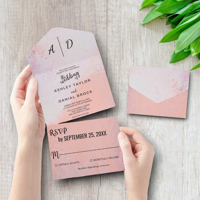 Chic rustic dusty rose All in One Wedding Invite (Creator Uploaded)