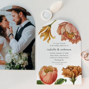 Chic Rustic Floral Photo Arch Wedding Invitation