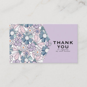 Chic rustic floral purple logo order thank you business card