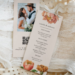Chic Rustic Floral QR Code Photo Menu