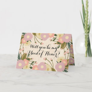 Chic Rustic Floral Will You Be My Maid of Honour Invitation