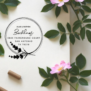 Chic Rustic Lavender Married Couple Return Address Rubber Stamp