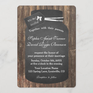 Chic Rustic Mason Unique Jar Chalkboard Wedding Invitation