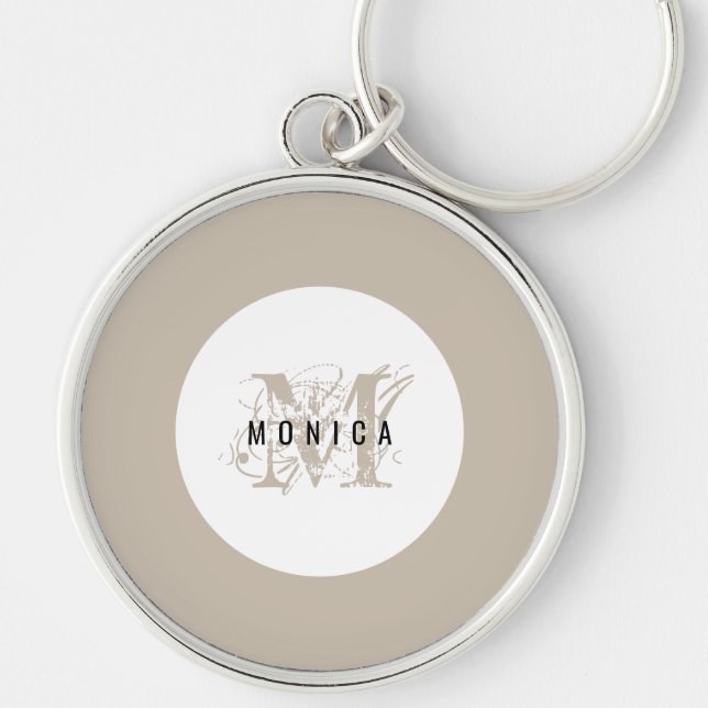 Chic Rustic Modern Beige Monogram   Key Ring (Front)