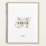 Chic Rustic Modern Beige Monogram School Office  Planner<br><div class="desc">A chic yet rustic modern monogram design with distressed vintage script and modern text. Beige accents compliment the monogram creating a fusion of rustic distressed meets clean modern. Ideal gift for birthday,  Christmas or any other special occasion.</div>