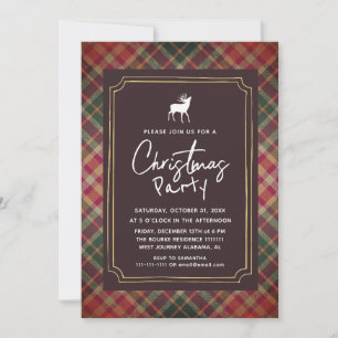 Chic Rustic Tartan Plaid Christmas Party Invitation