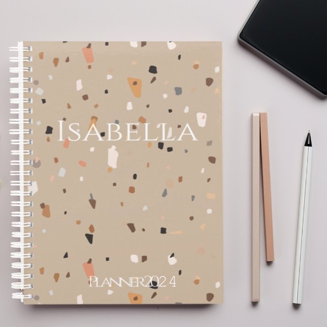 Chic rustic taupe terrazzo planner (Creator Uploaded)