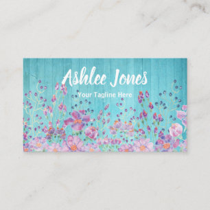 Chic Rustic Turquoise Wood Vintage Boutique Business Card