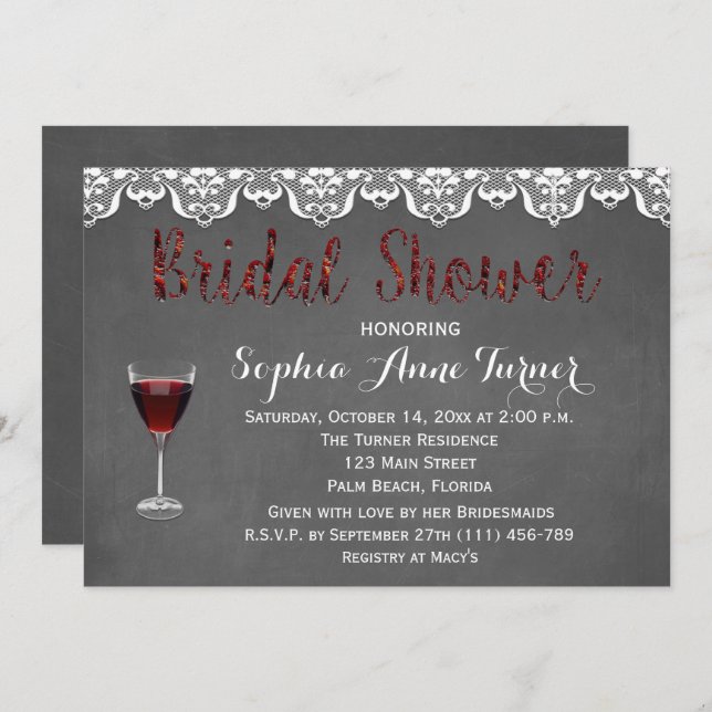 Chic Rustic Wine Tasting Bridal Shower Invite (Front/Back)