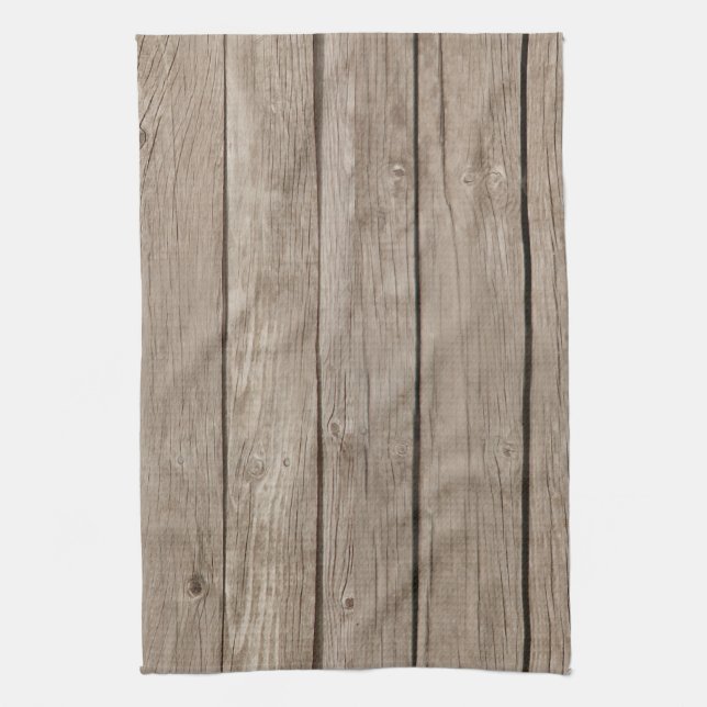 Chic Rustic Wood Tea Towel (Vertical)
