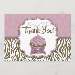 Chic Safari & Cupcake Thank You Card