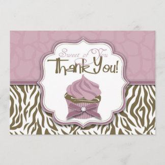 Chic Safari & Cupcake Thank You Card