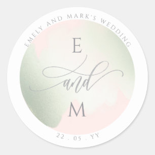 Chic Sage and Pink Wedding Envelope Seal / Favour