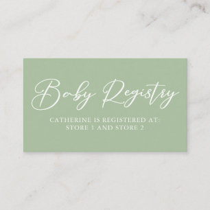 Chic Sage Green Baby Registry Custom Enclosure Card