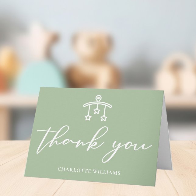 Chic Sage Green Baby Shower Personalised Thank You Card (Creator Uploaded)