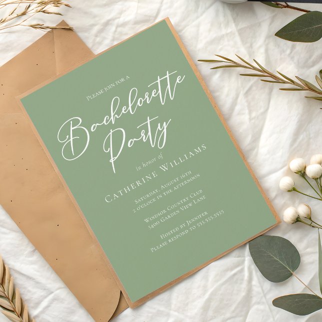 Chic Sage Green Bachelorette Party Invitation (Creator Uploaded)