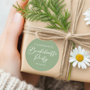 Chic Sage Green Bachelorette Party Personalized Classic Round Sticker