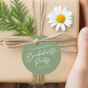 Chic Sage Green Bachelorette Party Personalized Favour Tags