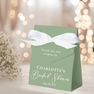 Chic Sage Green Bridal Shower White Personalised Favour Box