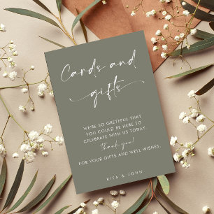 Chic Sage Green Cards and Gifts Favour Wedding Sig Poster