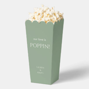 Chic Sage Green Couple Popcorn  Favour Box