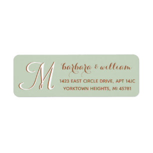 Chic Sage Green Custom Two Colour Monogram Label