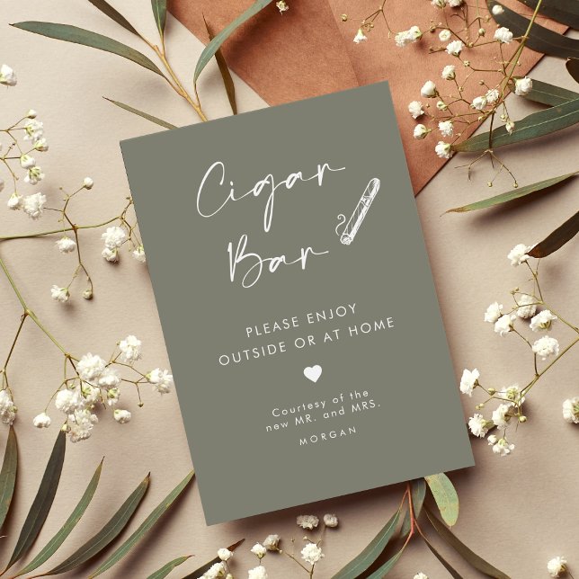 Chic Sage Green Favour Cigar Bar Wedding Sign (Creator Uploaded)