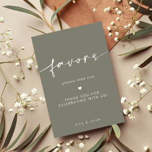 Chic Sage Green Favour Wedding Table Sign
