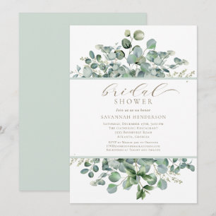 Chic Sage Green Floral Bridal Shower Editable Invitation