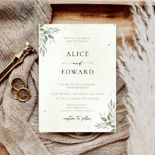 Chic Sage Green Foliage Wedding Invite