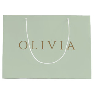 Chic Sage Green minimalist monogram Large Gift Ba Bag