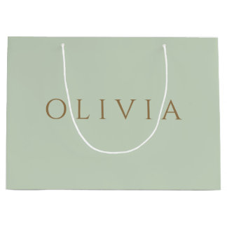 Chic Sage Green minimalist monogram Large Gift Ba Bag