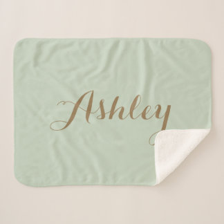 Chic Sage Green minimalist monogram Sherpa Blank Blanket