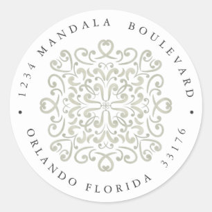 CHIC SAGE GREEN TILE WEDDING Return address  Classic Round Sticker