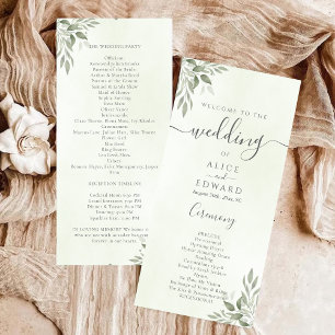 chic sage green wedding program programme