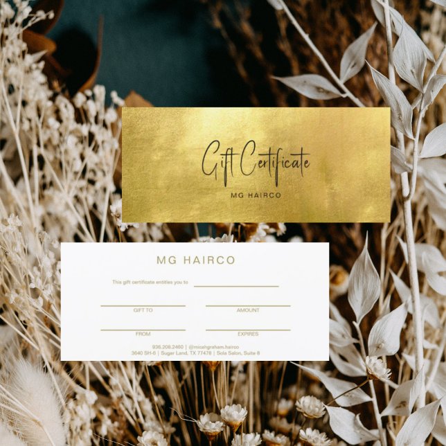Chic Salon Gold & White Gift Certificate (Creator Uploaded)