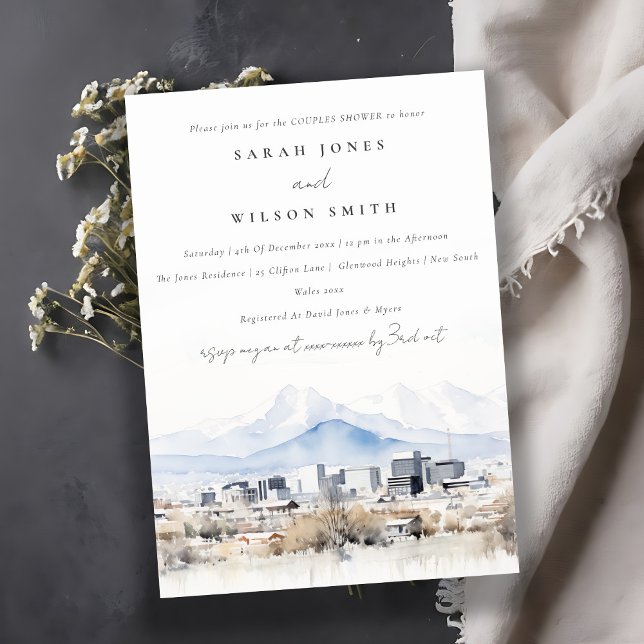 Chic Salt Lake City Utah Watercolor Couples Shower Invitation (Creator Uploaded)