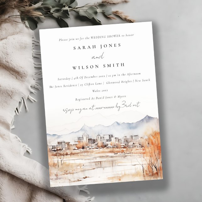 Chic Salt Lake City Utah Watercolor Wedding Shower Invitation (Creator Uploaded)