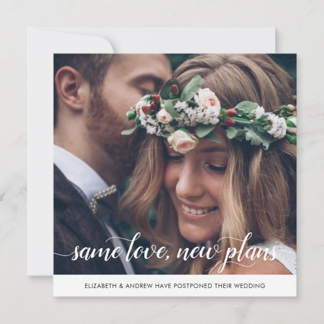 Chic Same Love New Plans Change of Date Photo Announcement (Front)