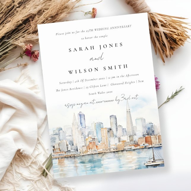 Chic San Francisco Landscape Wedding Anniversary  Invitation (Creator Uploaded)